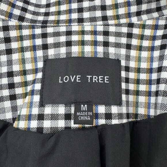 Love Tree Plaid Open Front Blazer Jacket Women’s Medium Lined Check Lined - Picture 3 of 10